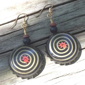 Bottle cap drop earrings